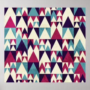 Retro driehoek geometrisch naadloos patroon poster