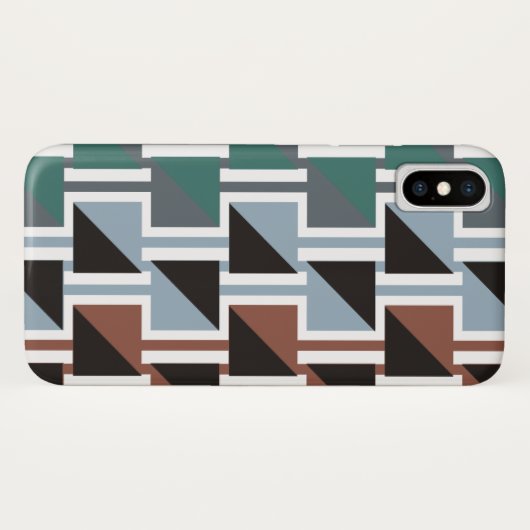 Retro driehoekpatroon en geometrische vierkantjes Case-Mate iPhone case (Achterkant (horizontaal))