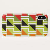 Retro driehoekpatroon en groene, zwarte vierkanten Case-Mate iPhone case (Achterkant (horizontaal))