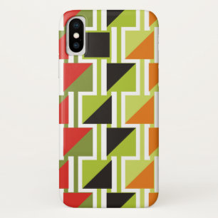 Retro driehoekpatroon en groene, zwarte vierkanten Case-Mate iPhone case