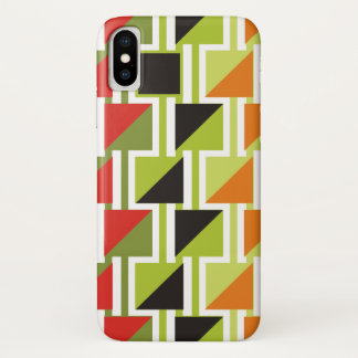Retro driehoekpatroon en groene, zwarte vierkanten Case-Mate iPhone case