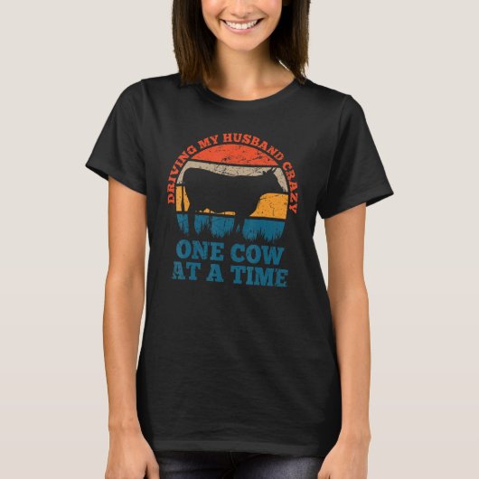 Retro Drift m'n man een koe per keer. T-shirt (Voorkant)