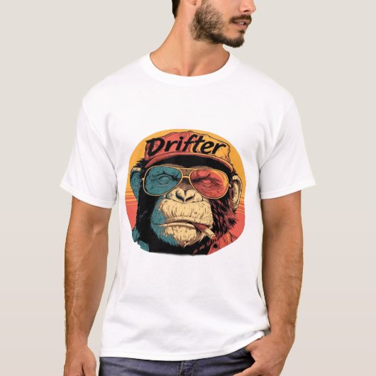 Retro Drifter Monkey Streetwear Design T-shirt (Voorkant)