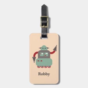 Retro Driller Robot - Aangepast Bagagelabel
