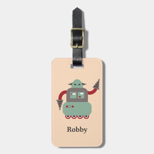 Retro Driller Robot - Aangepast Bagagelabel (Voorkant verticaal)