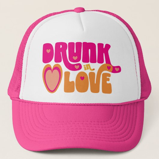 Retro Drink in Love Bride Trucker Pet (Voorkant)