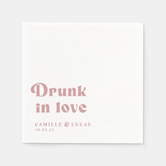 Retro Drink in Love Personalized Napkins Servet (Voorkant)