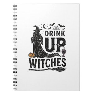 Retro Drink Op Heksen Halloween Shirt Ontwerp_1 Notitieboek