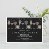 Retro Drinken en Bubbels Cocktail Party Uitnodigin Kaart (Staand voorkant)