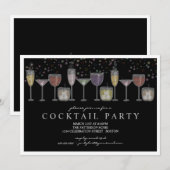 Retro Drinken en Bubbels Cocktail Party Uitnodigin Kaart (Voorkant / Achterkant)