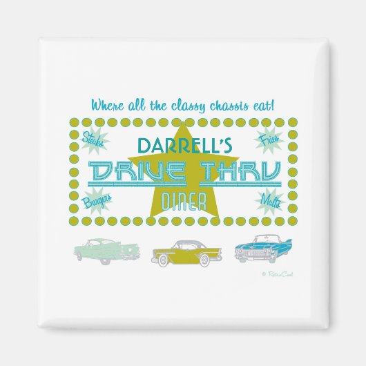 Retro Drive-Thru Diner (GRN) Magneet (Voorkant)
