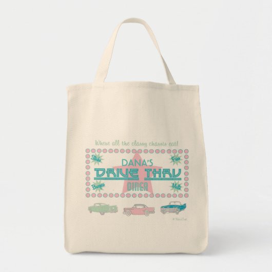 Retro Drive-Thru Diner (roze) Tote Bag (Voorkant)