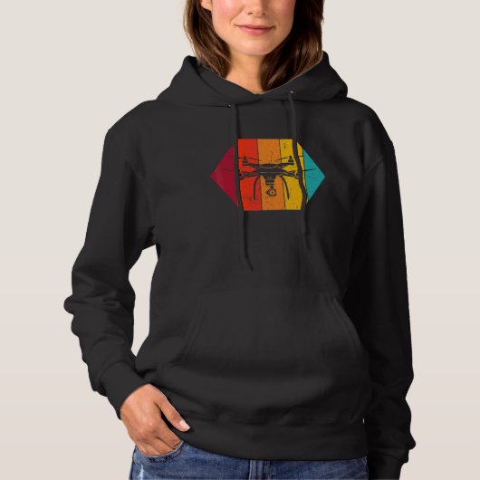 Retro Drone Fvp Race Pilot Quadcopter Flight Opera Hoodie (Voorkant)