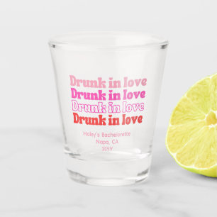 Retro Dronken in Love Bachelorette Party Shotglas Shot Glas