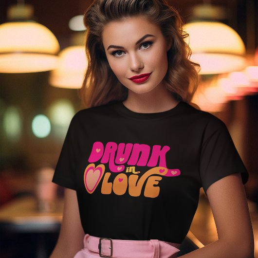 Retro Dronken in Love Bruid T-shirt