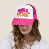 Retro Dronken in Love Bruid Trucker Pet (In situ)