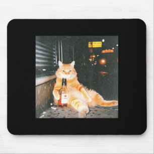 Retro Dronken Kat Meme Op Nachtstraat Grappige Kat Muismat
