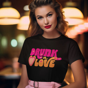 Retro Dronken van Liefde Bruid T-shirt