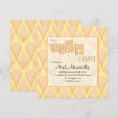 Retro Drop Baby Shower Invitaties - Oranje Kaart (Voorkant / Achterkant)