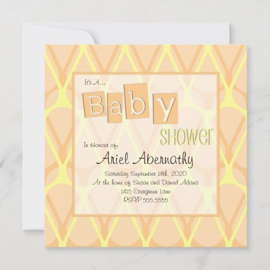 Retro Drop Baby Shower Invitaties - Oranje Kaart (Voorkant)