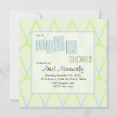 Retro Drop Baby Shower-uitnodigingen - Blauw en gr Kaart (Voorkant)