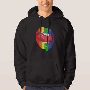 Retro druipende regenbooglippen Lgbt lesbische hom Hoodie
