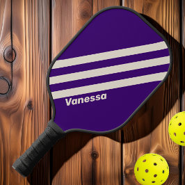 Retro Druivenrank Drie Strepen met Naam Pickleball Paddle