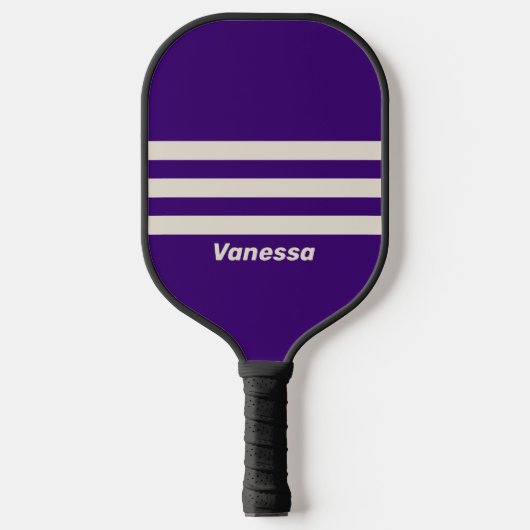 Retro Druivenrank Drie Strepen met Naam Pickleball Paddle (Voorkant)