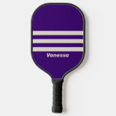 Retro Druivenrank Drie Strepen met Naam Pickleball Paddle (Achterkant)