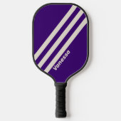 Retro Druivenrank Drie Strepen met Naam Pickleball Paddle (Voorkant)