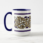 Retro druivenranken fries mok (Links)