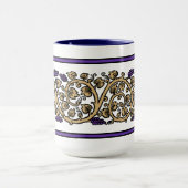 Retro druivenranken fries mok (Midden)