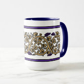 Retro druivenranken fries mok (Voorkant rechts)