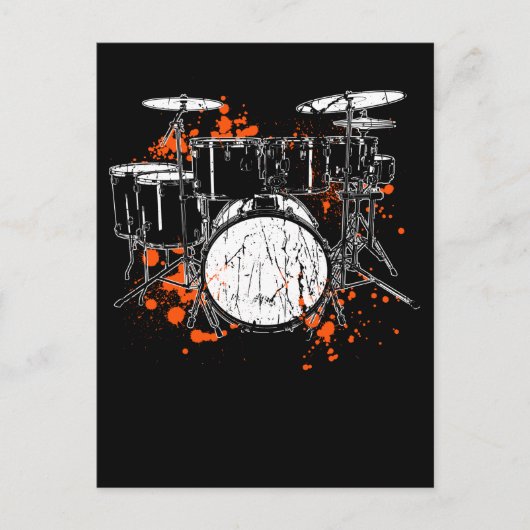 Retro Drum Set Music Drummer Briefkaart (Voorkant)