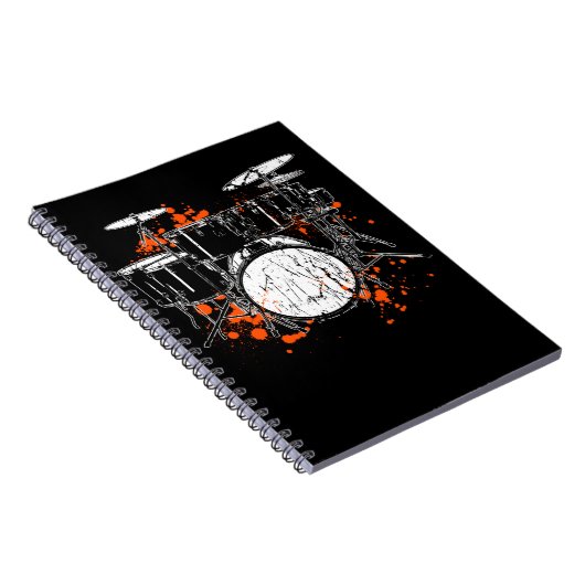 Retro Drum Set Music Drummer Notitieboek (Rechterzijde)