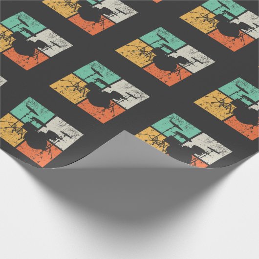 Retro Drum Stel  drumming Music Drummer in Cadeaupapier (Hoek)