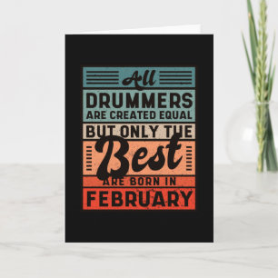 Retro  Drummer Birthday Februari Kaart