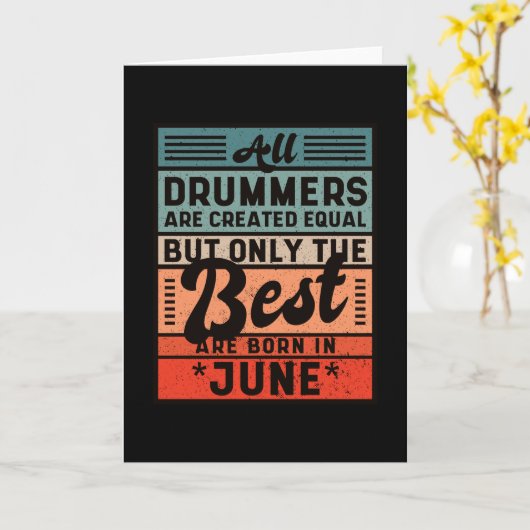 Retro  Drummer Birthday June Kaart (Gele Bloem)