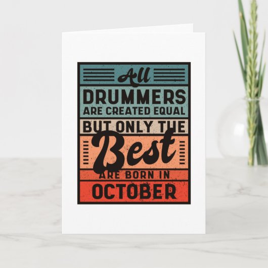 Retro  Drummer Birthday oktober Kaart (Voorkant)