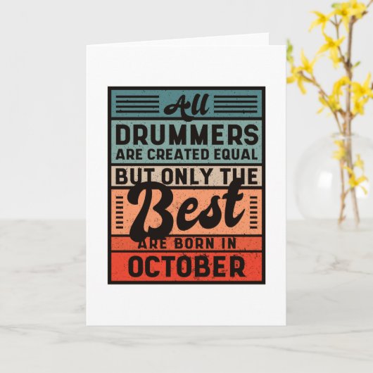 Retro  Drummer Birthday oktober Kaart (Gele Bloem)