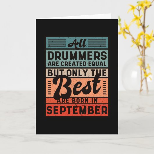 Retro  Drummer Birthday september Kaart (Gele Bloem)