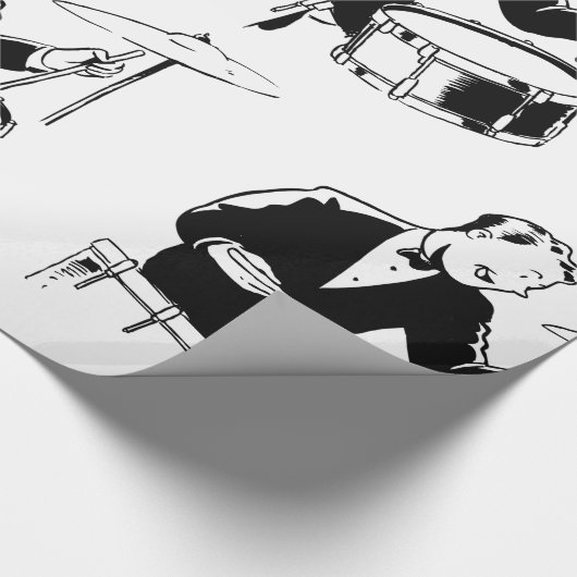 Retro Drummer Cadeaupapier (Hoek)