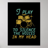  Retro Drummer Music Band Drum Player Poster (Voorkant)