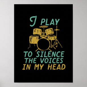  Retro Drummer Music Band Drum Player Poster