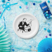 Retro Drummer Papieren Bordje (Feest)