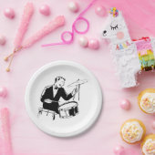 Retro Drummer Papieren Bordje (Feest)
