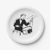 Retro Drummer Papieren Bordje (Voorkant)