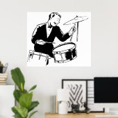 Retro Drummer Poster (Thuiskantoor)