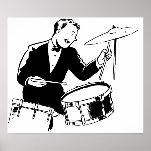 Retro Drummer Poster (Voorkant)