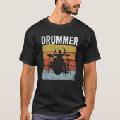 Retro Drummer Sunset Muzikant Drumstel T-shirt (Voorkant)